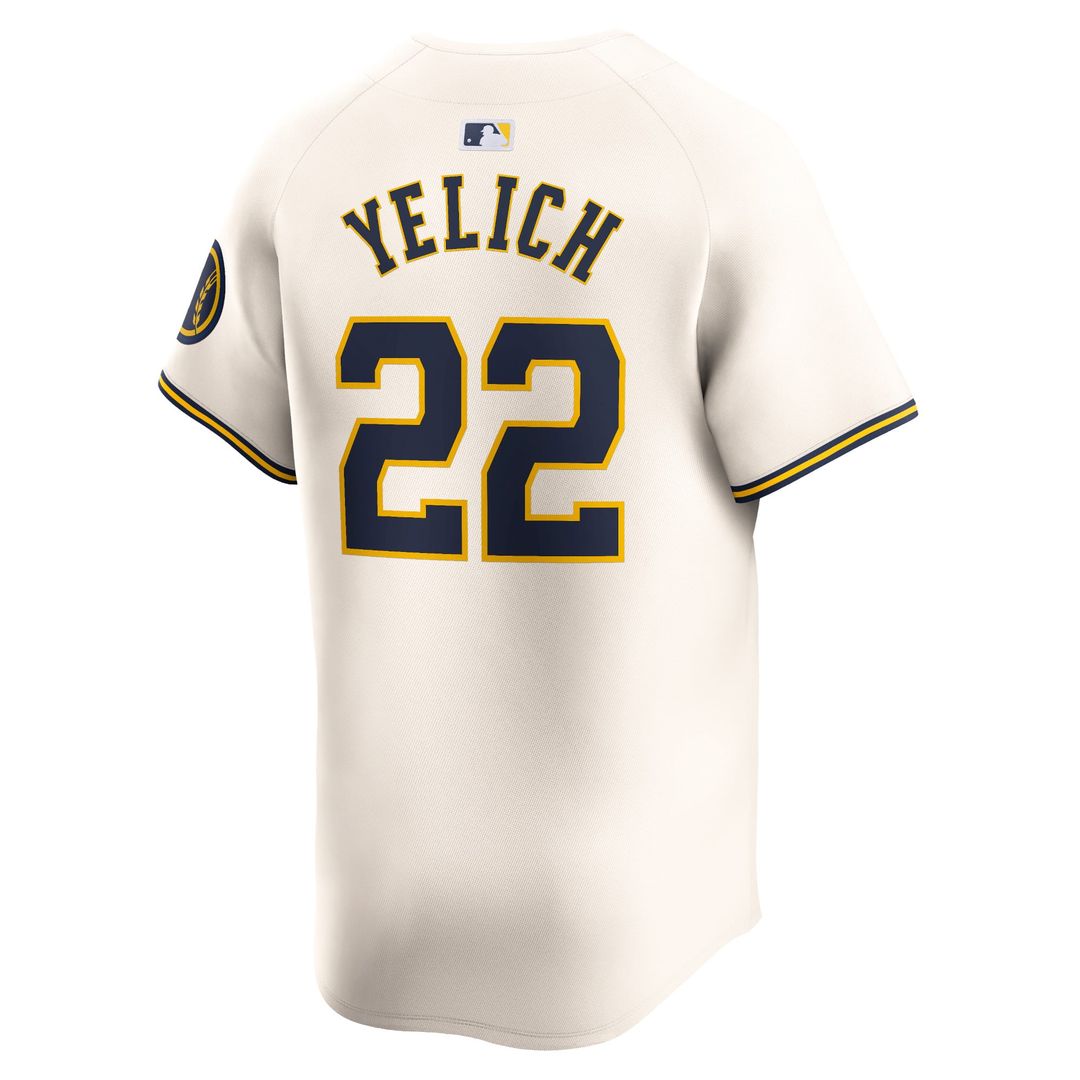 Men's Milwaukee Brewers Christian Yelich Cream Home Limited MLB Baseball Jersey - view 4