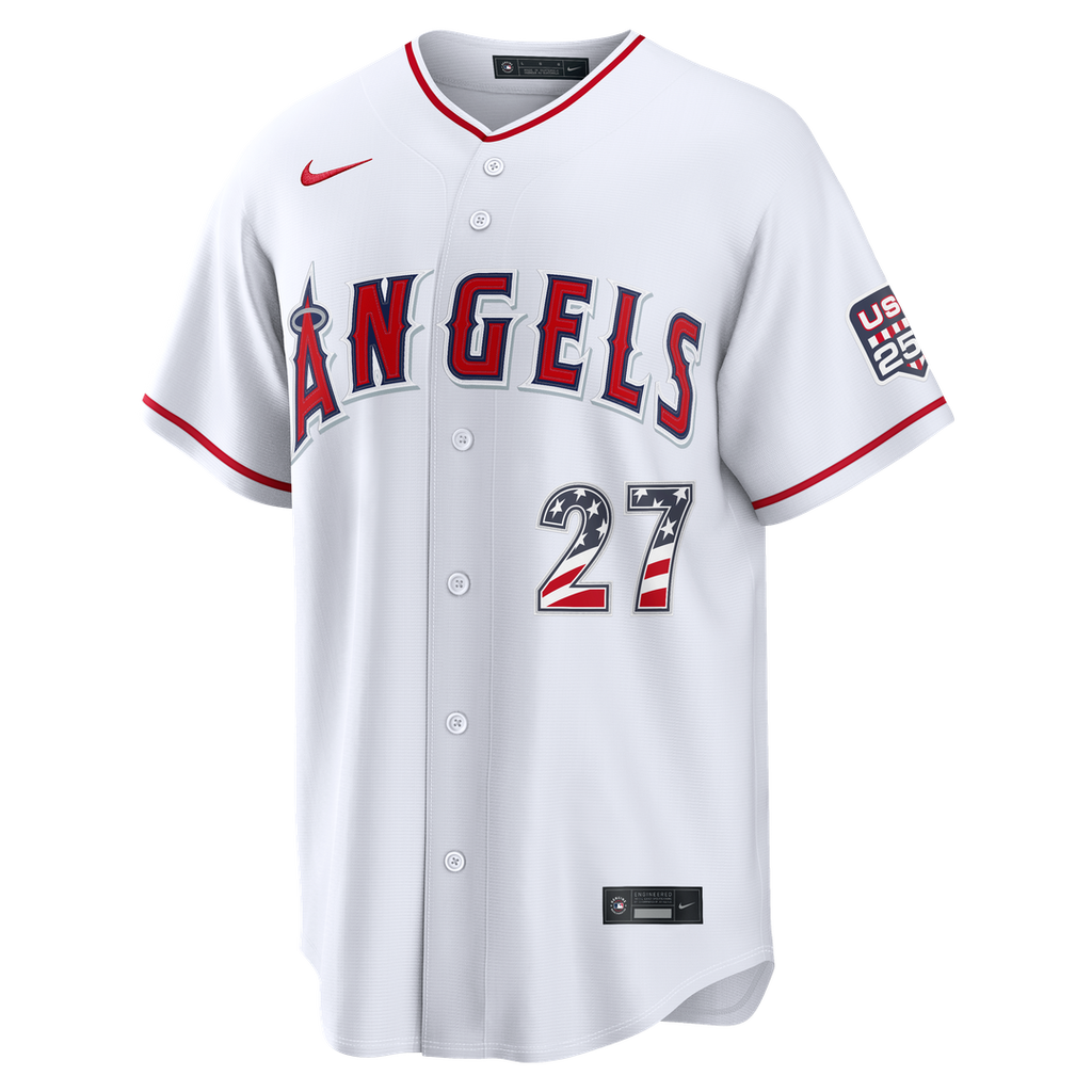 Men's Fourth of July Men's Los Angeles Angels Mike Trout White USA 250 Stadium MLB Baseball Jersey - view 2