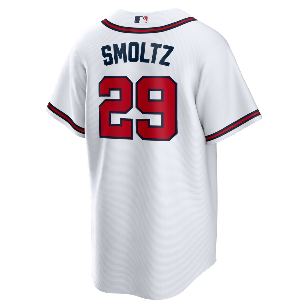 Men's Atlanta Braves John Smoltz White Home Retired Player Replica MLB Baseball Jersey - view 3