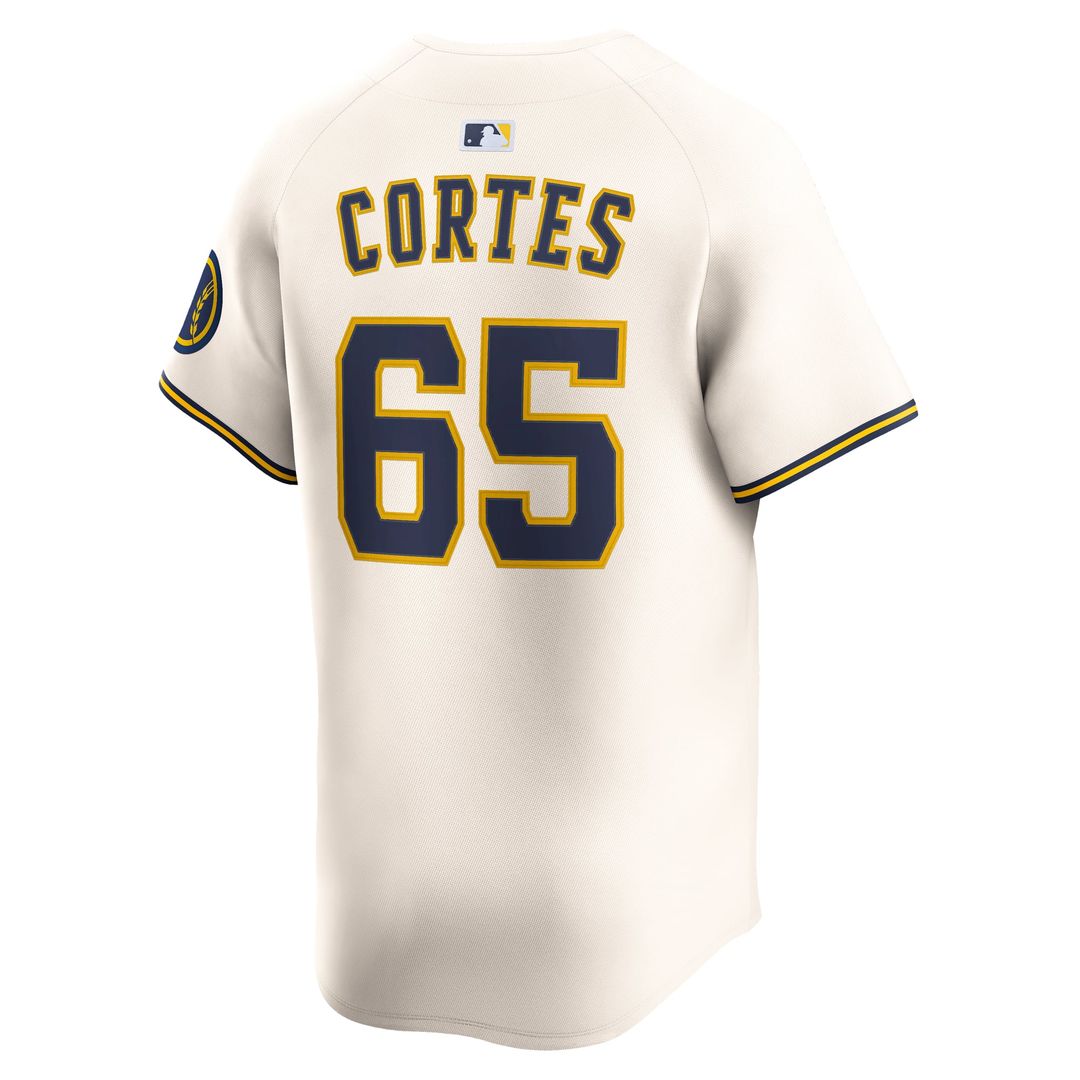 Men's Milwaukee Brewers Nestor Cortes Cream Home Limited MLB Baseball Jersey - view 3