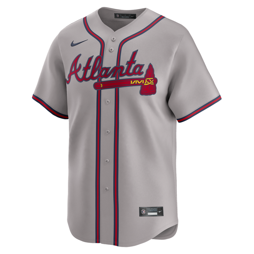 Men's Atlanta Braves Ozzie Albies Gray Road Limited MLB Baseball Jersey - view 6