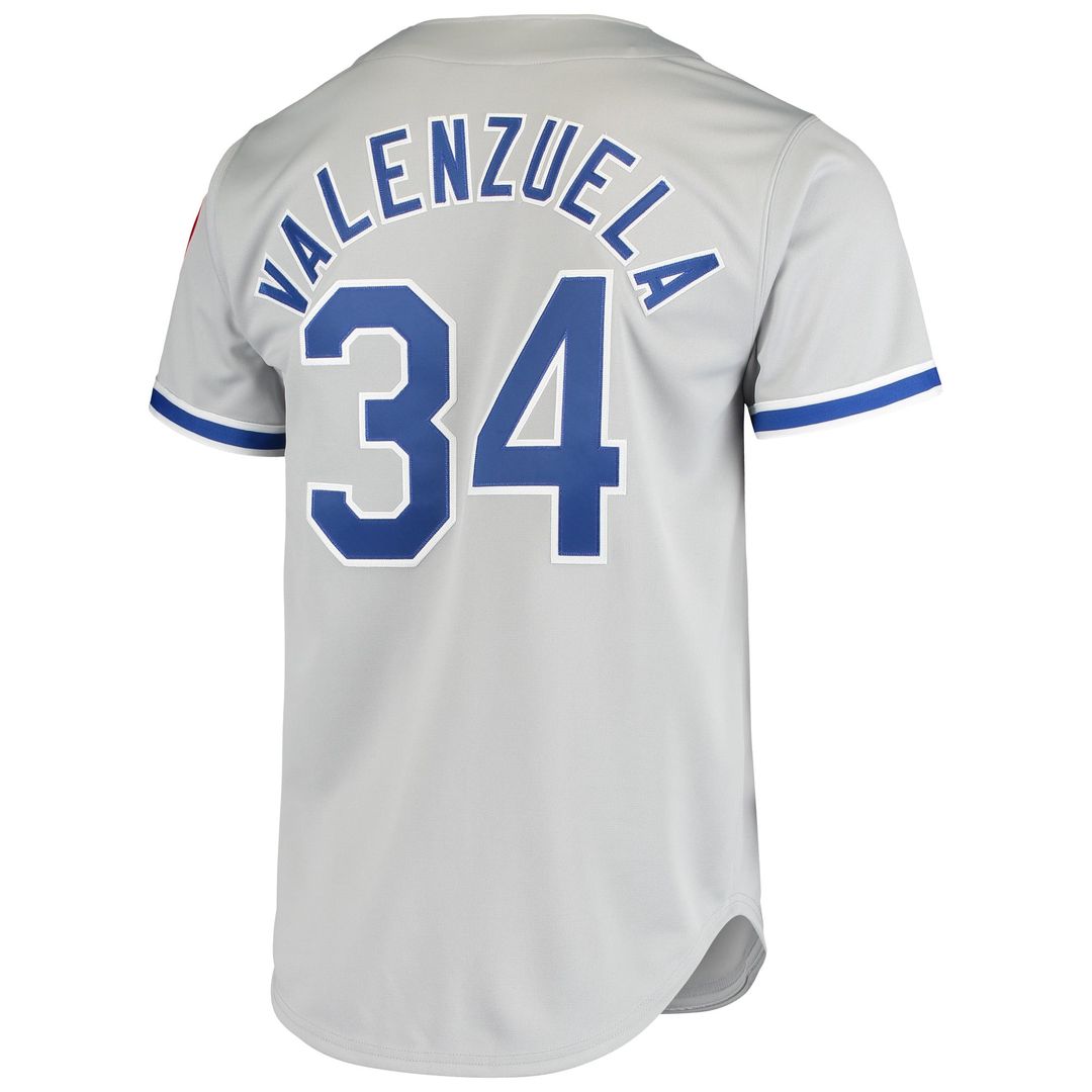 Men's Los Angeles Dodgers Fernando Valenzuela Gray Road 1981 Cooperstown Collection MLB Baseball Jersey - view 3