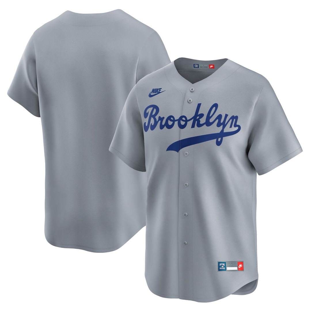 Men's Brooklyn Dodgers Gray Cooperstown Collection Limited MLB Baseball Jersey - view 1