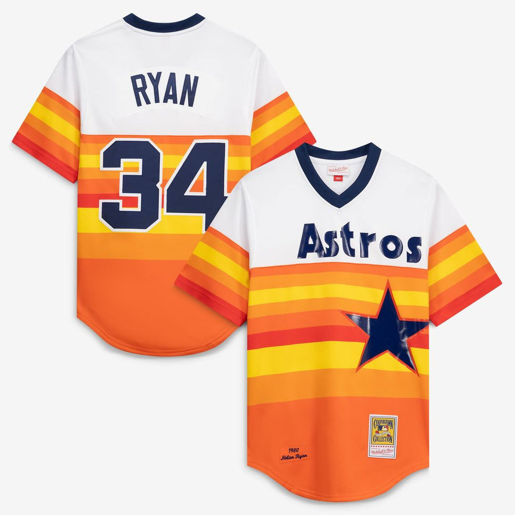 Men's Houston Astros Nolan Ryan White Throwback MLB Baseball Jersey - view 1