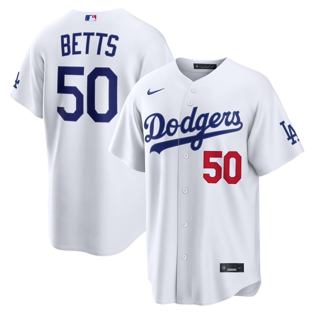 Men's Los Angeles Dodgers Mookie Betts White Home Stadium MLB Baseball Jersey - view 4