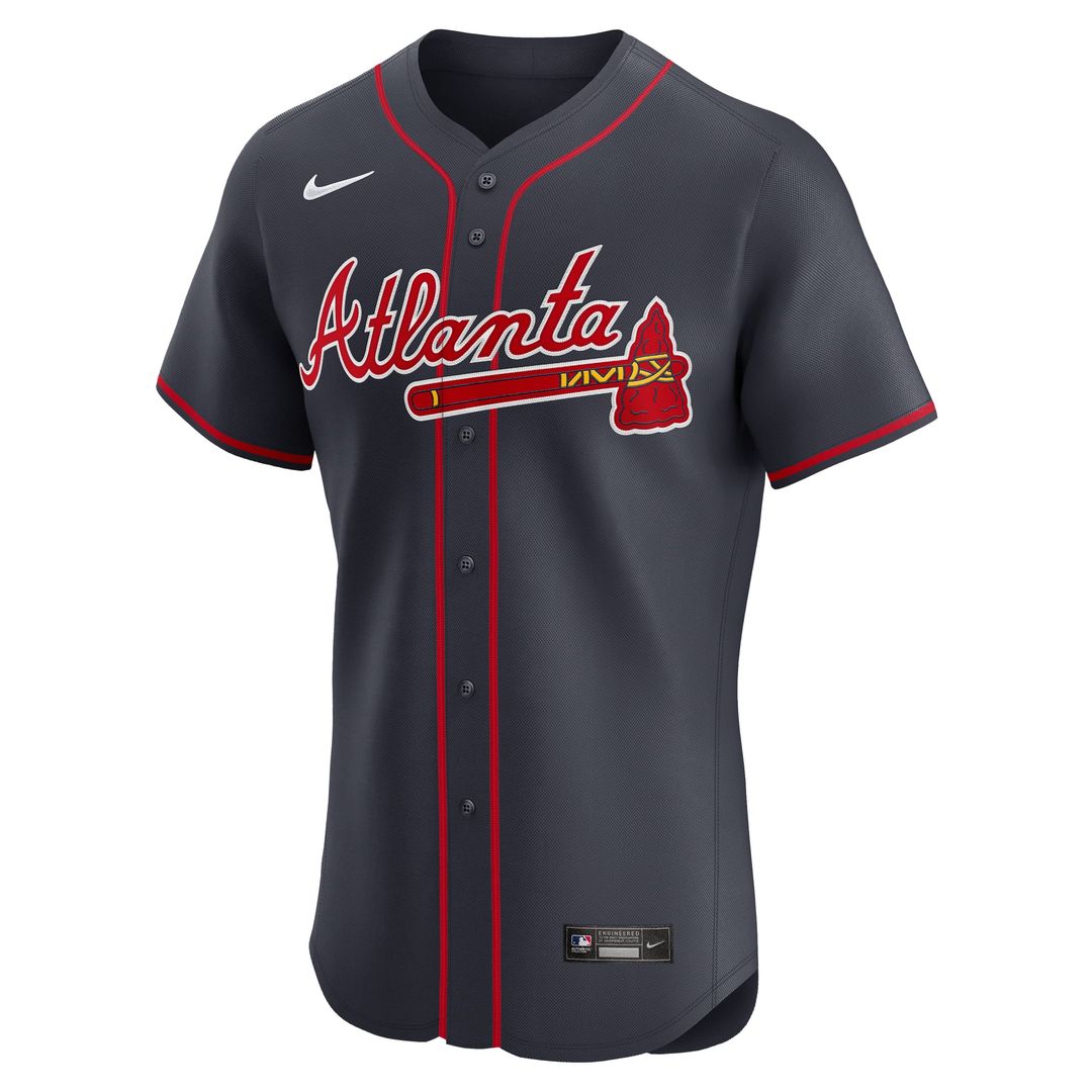 Men's Atlanta Braves Navy Alternate Elite MLB Baseball Jersey - view 2
