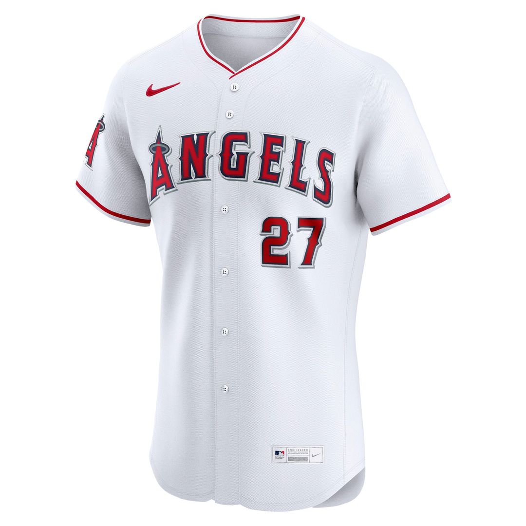 Men's Los Angeles Angels Mike Trout White Home Elite MLB Baseball Jersey - view 2
