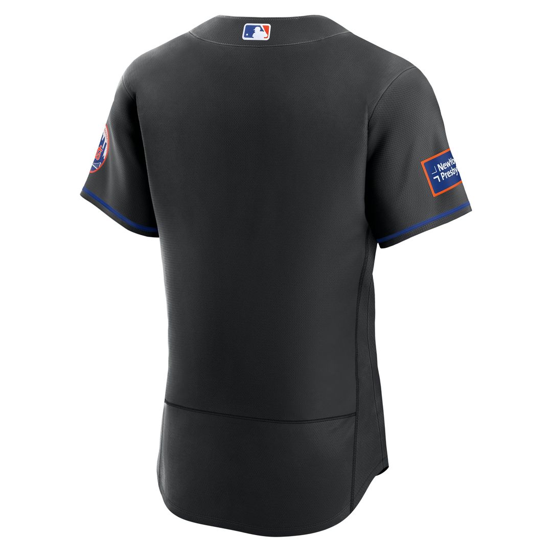 Men's New York Mets White Home Sponsor Patch MLB Baseball Jersey - view 9