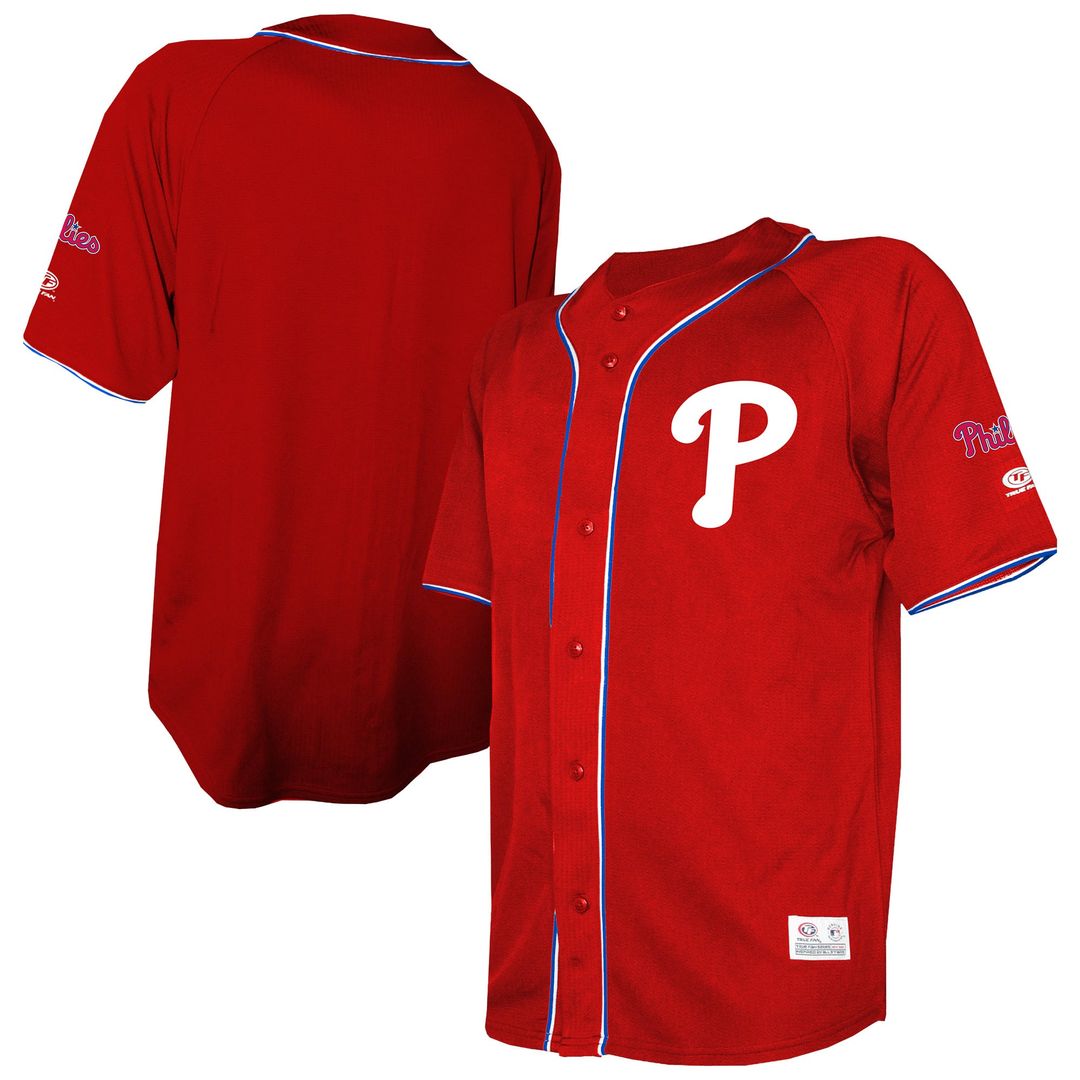 Men's Philadelphia Phillies Red Team Color Full-Button Fashion MLB Baseball Jersey - view 1