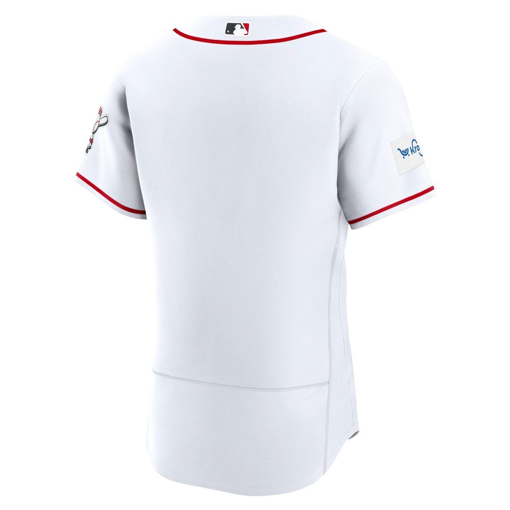 Men's Cincinnati Reds White Home Sponsor Patch MLB Baseball Jersey - view 3