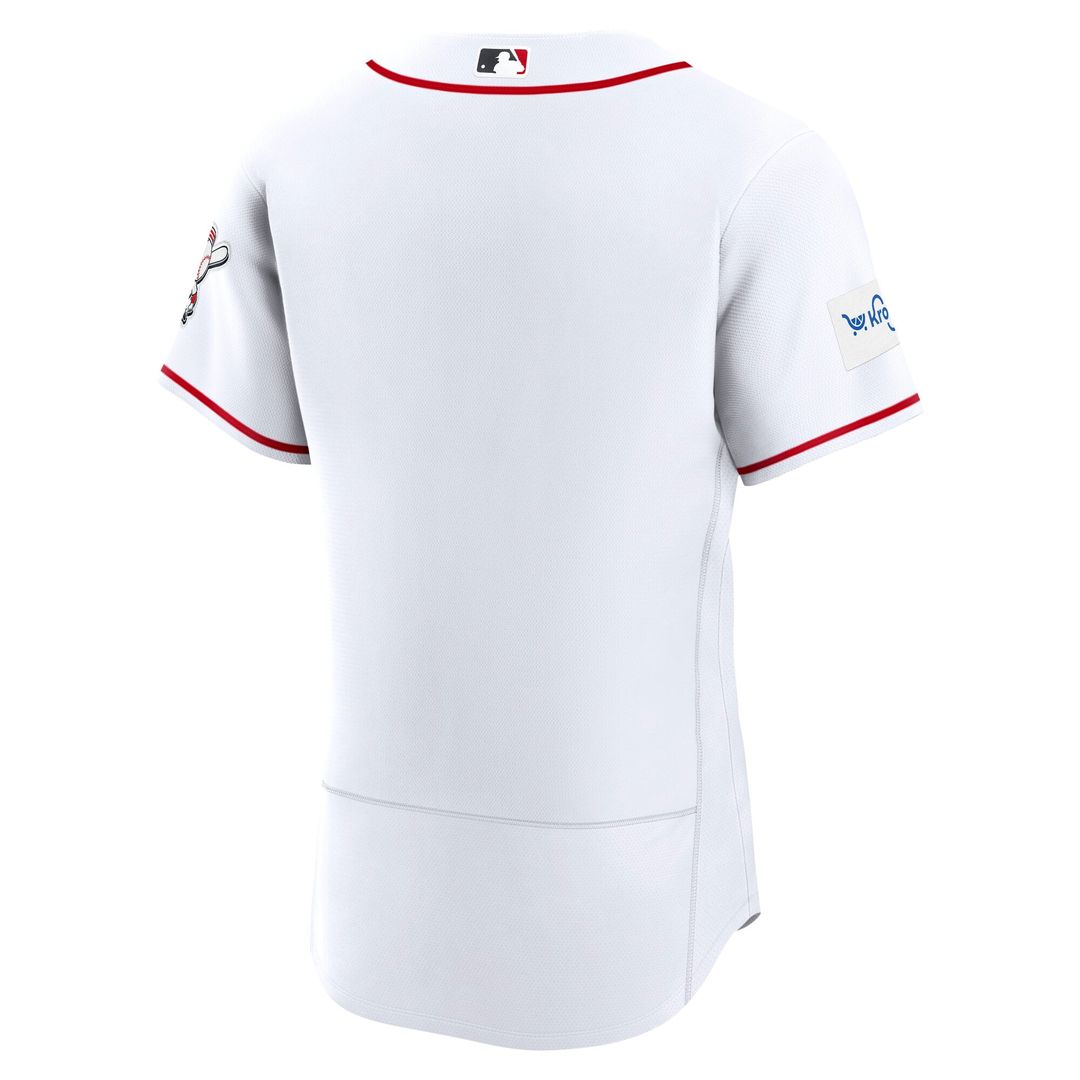 Men's Cincinnati Reds White Home Sponsor Patch MLB Baseball Jersey - view 3