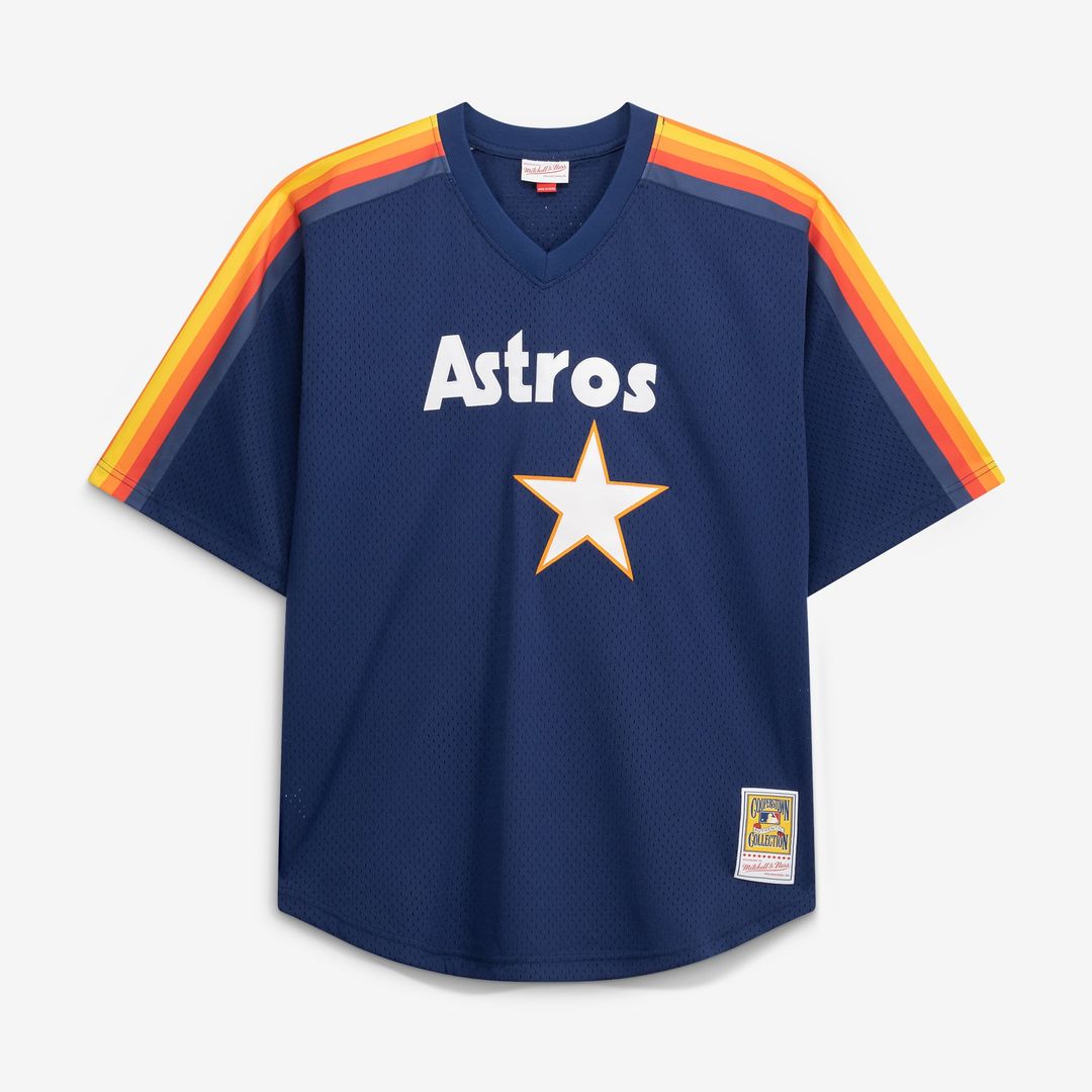 Men's Houston Astros Nolan Ryan Navy Cooperstown Collection Big & Tall Mesh Batting Practice MLB Baseball Jersey - view 2