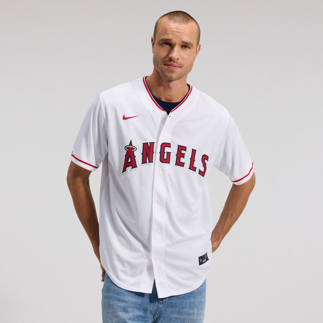 Men's Los Angeles Angels Red Alternate Replica MLB Baseball Jersey - view 7