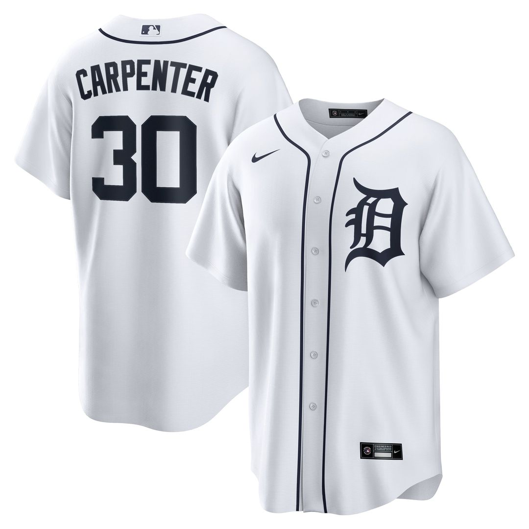 Men's Detroit Tigers Kerry Carpenter White Home Replica MLB Baseball Jersey - view 1
