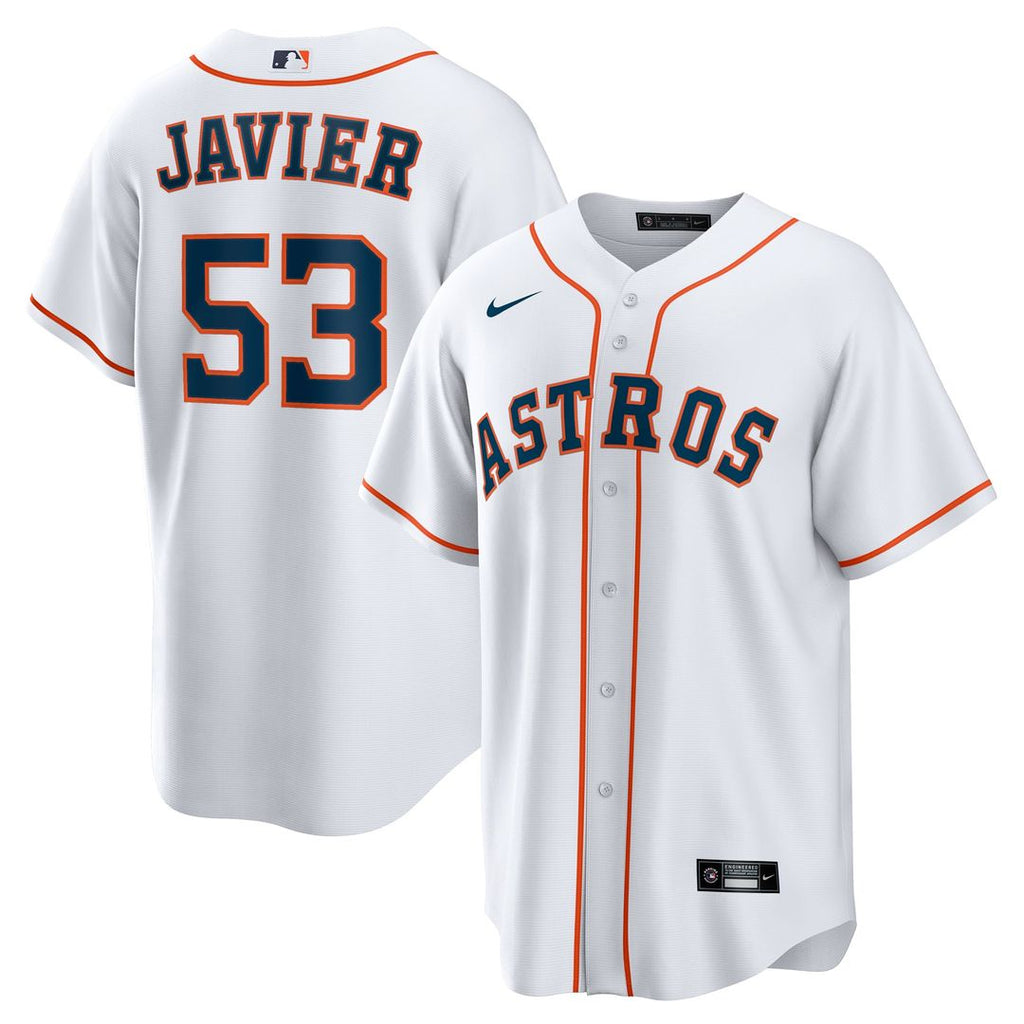 Men's Houston Astros Cristian Javier White Home Replica MLB Baseball Jersey - view 1