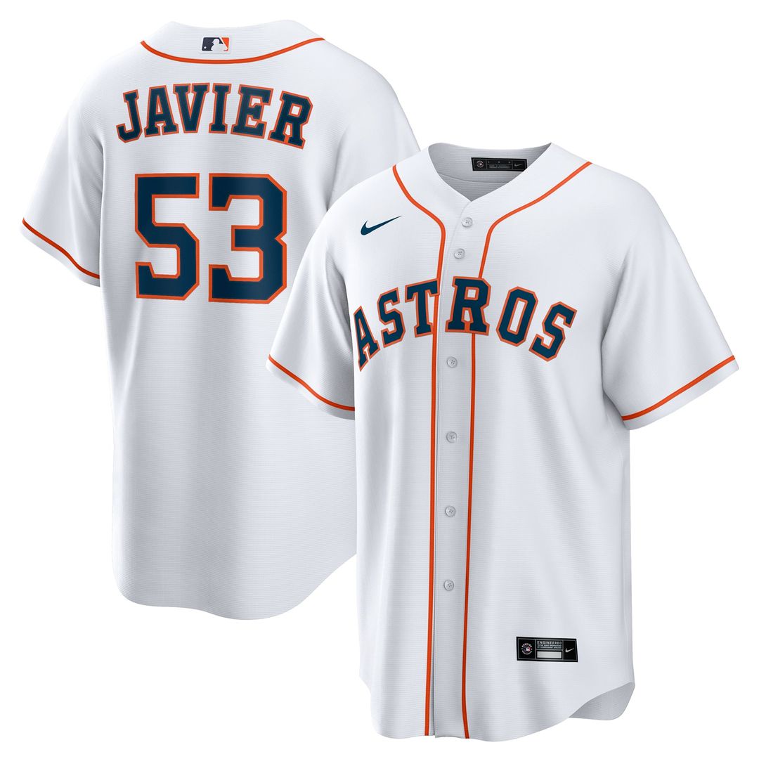 Men's Houston Astros Cristian Javier White Home Replica MLB Baseball Jersey - view 1