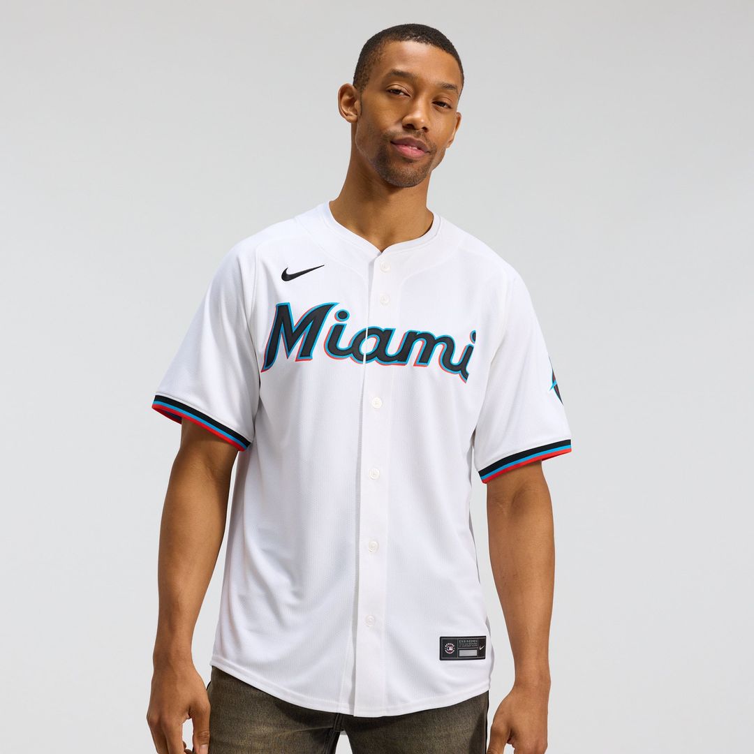 Men's Miami Marlins White Home Limited MLB Baseball Jersey - view 1