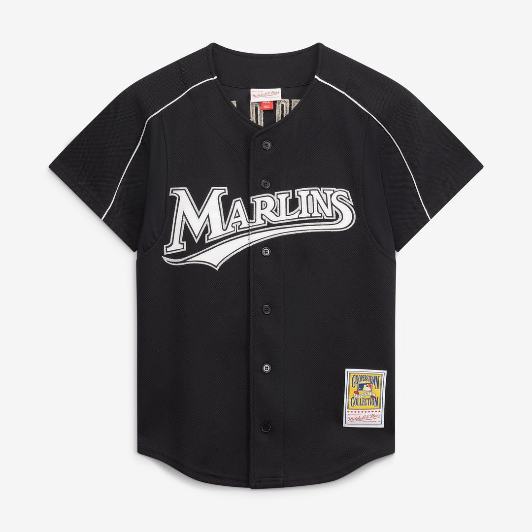 Men's Florida Marlins Dontrelle Willis Black Cooperstown Collection Mesh Batting Practice Button-Up MLB Baseball Jersey - view 2