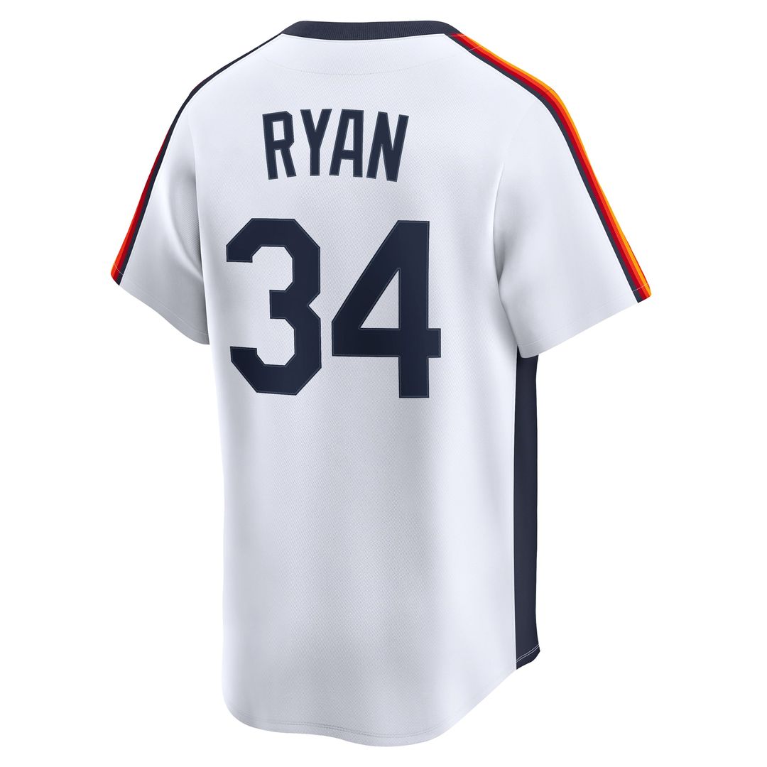 Men's Houston Astros Nolan Ryan White Throwback Cooperstown Collection Limited MLB Baseball Jersey - view 3