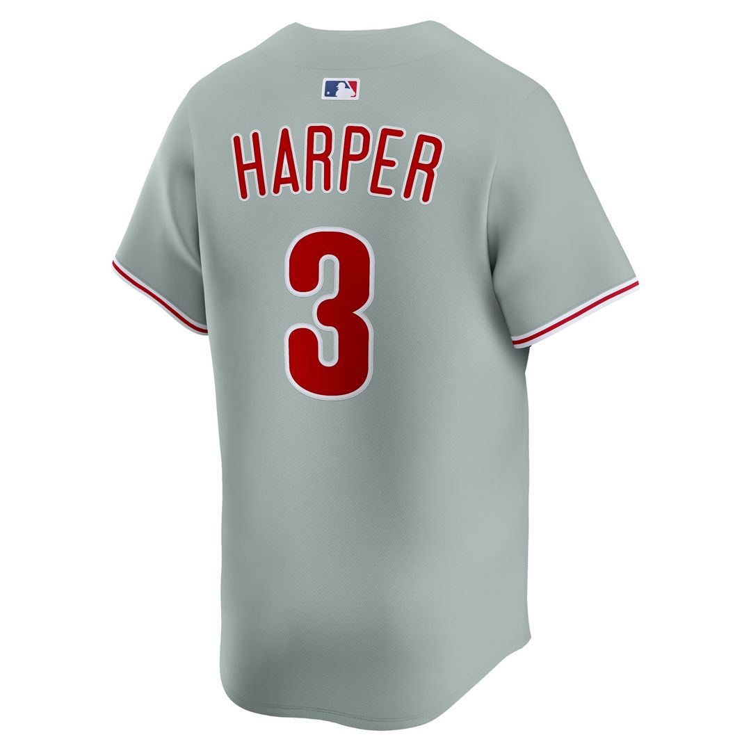 Men's Philadelphia Phillies Bryce Harper Gray Road Limited MLB Baseball Jersey - view 6