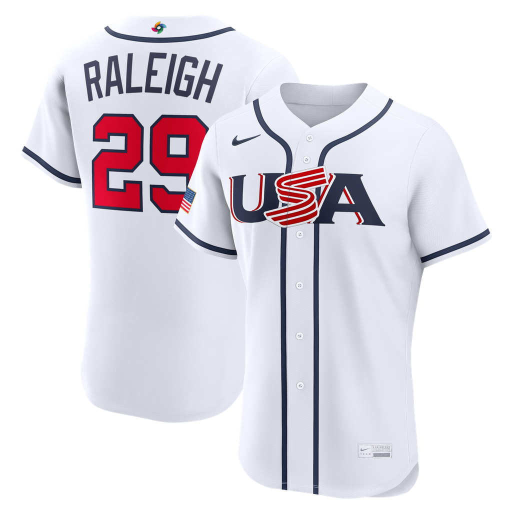 Men's USA Baseball Cal Raleigh White 2026 World Baseball Classic Home MLB Baseball Jersey - view 1