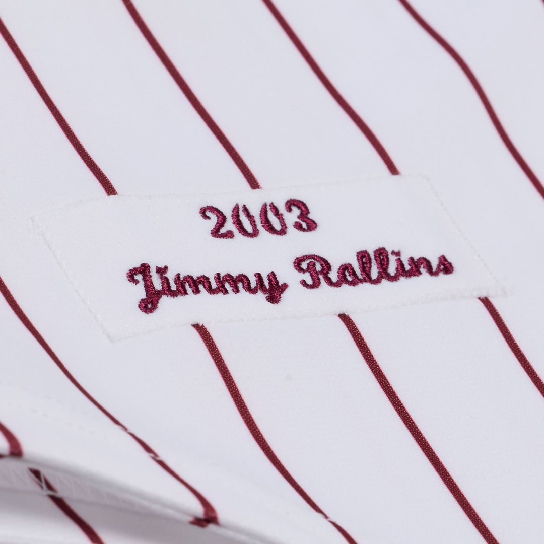 Men's Philadelphia Phillies Jimmy Rollins White 2003 Cooperstown Collection MLB Baseball Jersey - view 5