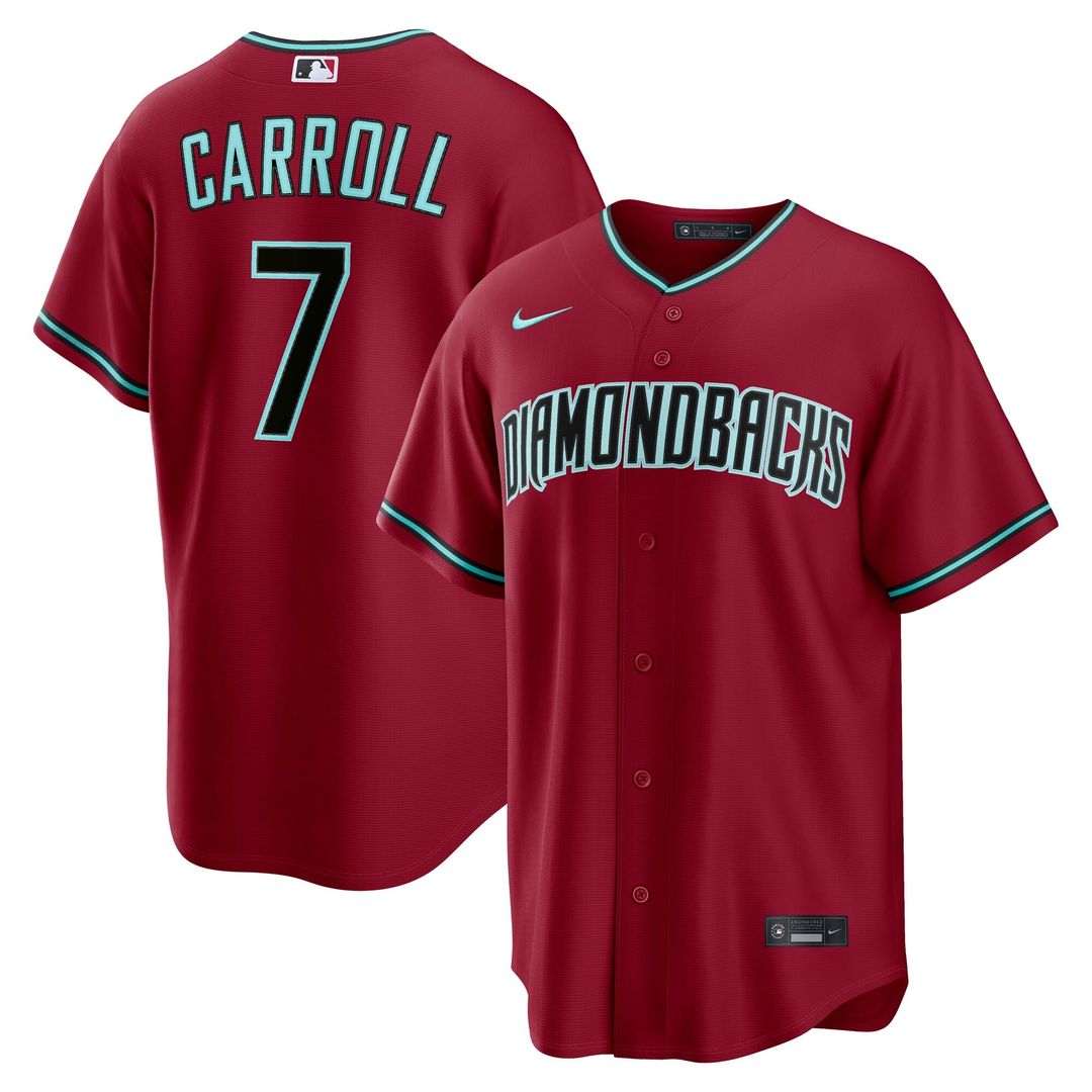 Men's Arizona Diamondbacks Corbin Carroll Crimson Alternate 2 Replica MLB Baseball Jersey - view 15
