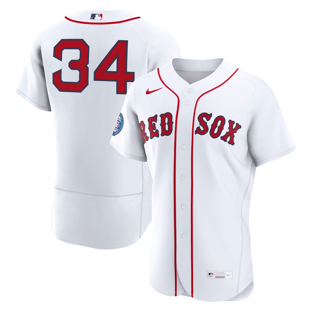 Men's Boston Red Sox David Ortiz White Home Retired 2022 Hall of Fame Patch MLB Baseball Jersey - view 1