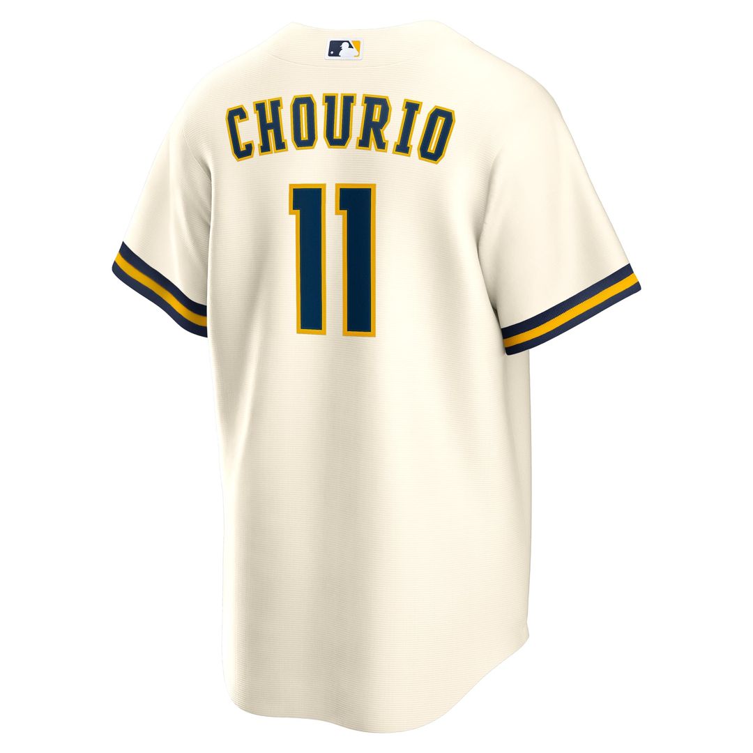 Men's Milwaukee Brewers Jackson Chourio Cream Home Replica MLB Baseball Jersey - view 3