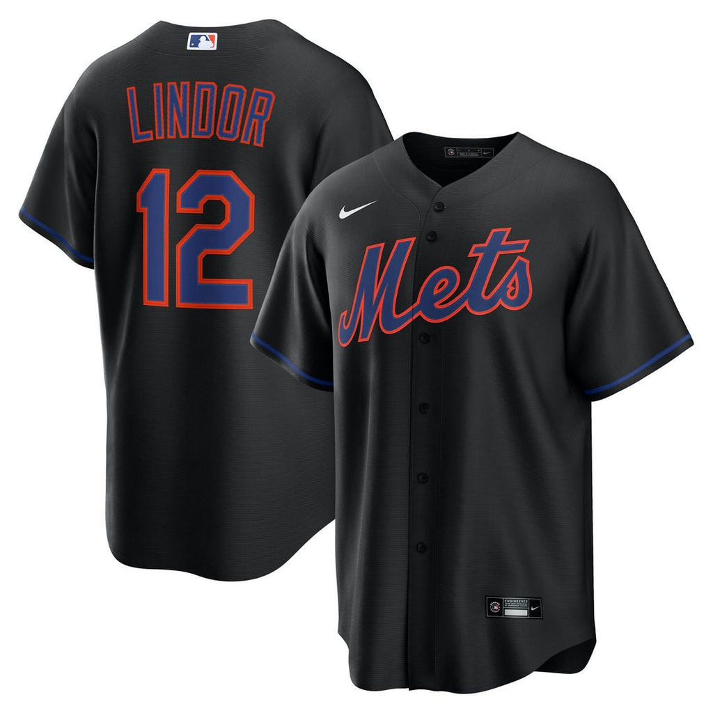 Men's New York Mets Francisco Lindor Black Alternate Replica MLB Baseball Jersey - view 1