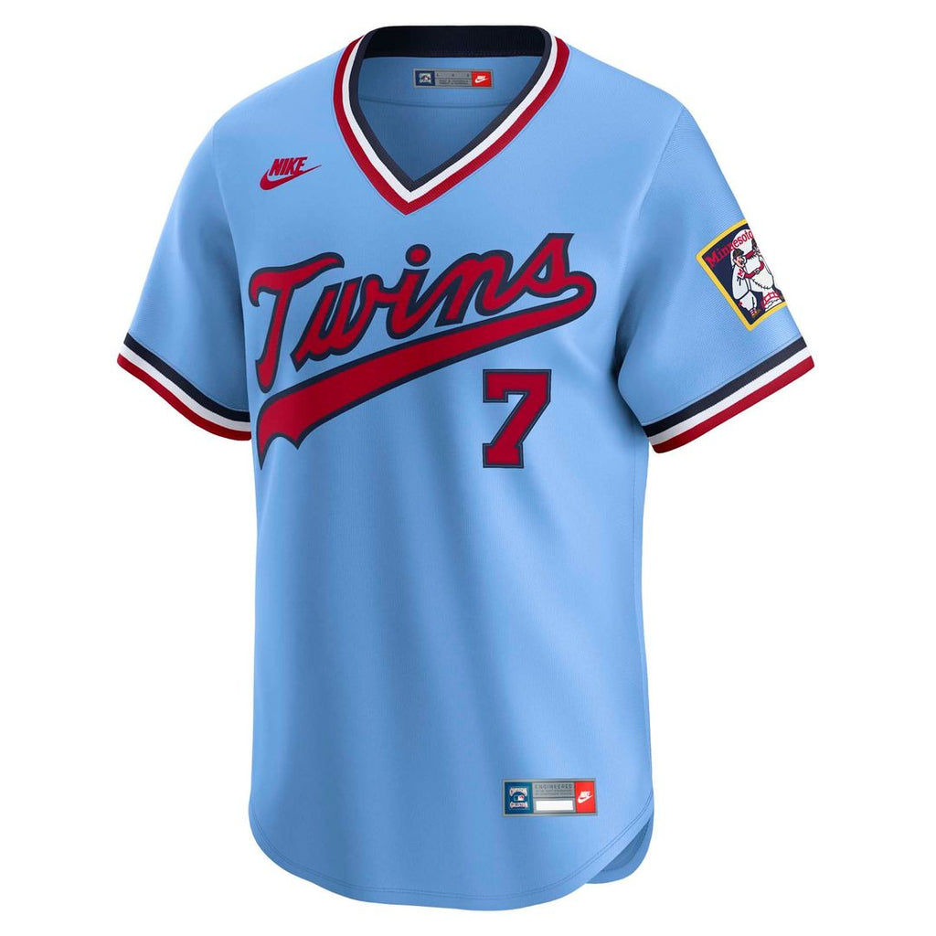 Men's Minnesota Twins Joe Mauer Light Blue Throwback Cooperstown Collection Limited MLB Baseball Jersey - view 2
