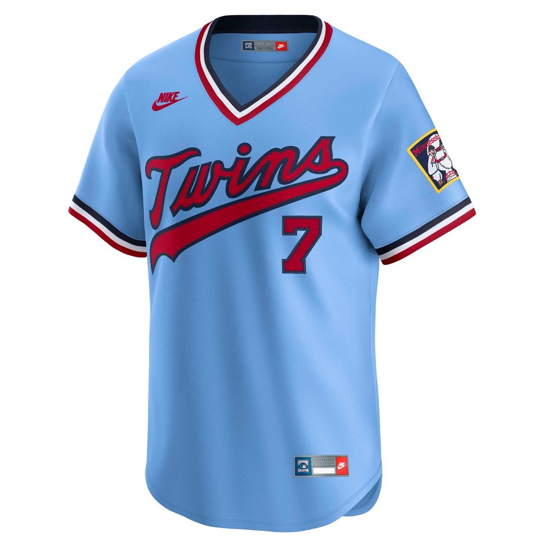Men's Minnesota Twins Joe Mauer Light Blue Throwback Cooperstown Collection Limited MLB Baseball Jersey - view 2