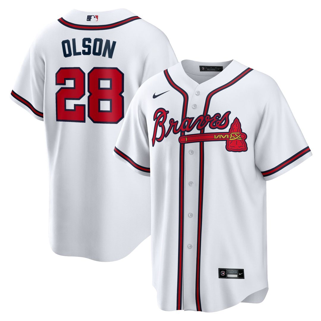 Men's Atlanta Braves Matt Olson White Home Replica MLB Baseball Jersey - view 1