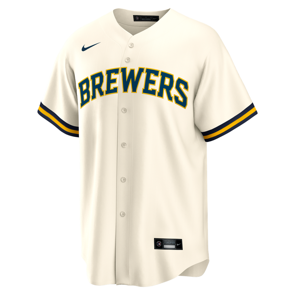 Men's Milwaukee Brewers Bob Uecker Cream Home Retired Player Replica MLB Baseball Jersey - view 2
