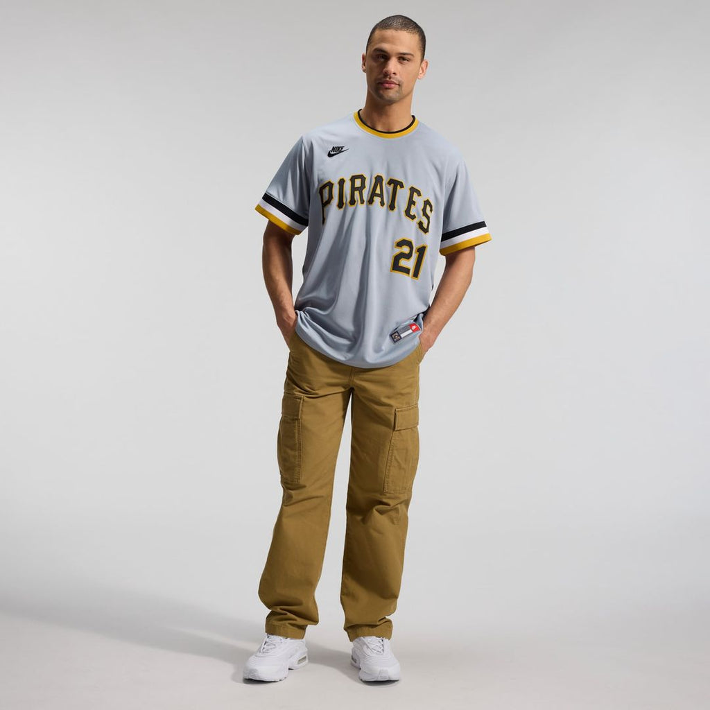 Men's Pittsburgh Pirates Roberto Clemente Gray Throwback Cooperstown Collection Limited MLB Baseball Jersey - view 7