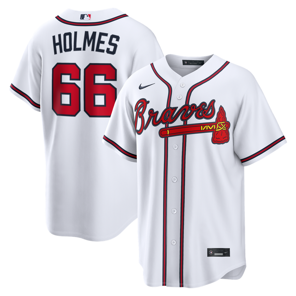 Men's Atlanta Braves Grant Holmes White Home Replica MLB Baseball Jersey - view 1