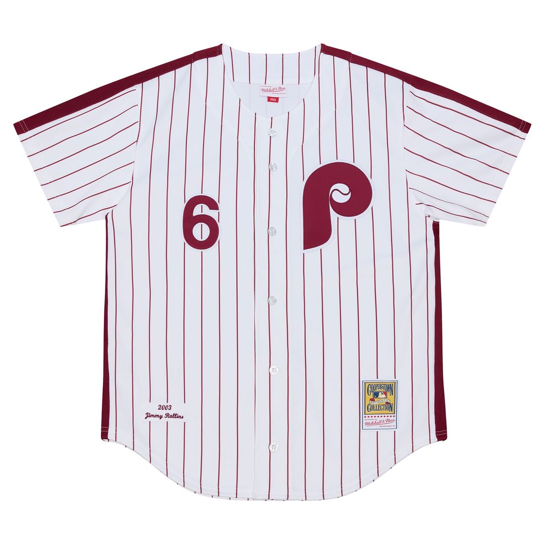 Men's Philadelphia Phillies Jimmy Rollins White 2003 Cooperstown Collection MLB Baseball Jersey - view 2