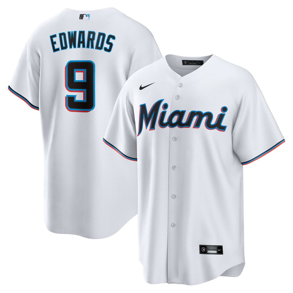 Men's Miami Marlins Xavier Edwards White Home Replica MLB Baseball Jersey - view 1