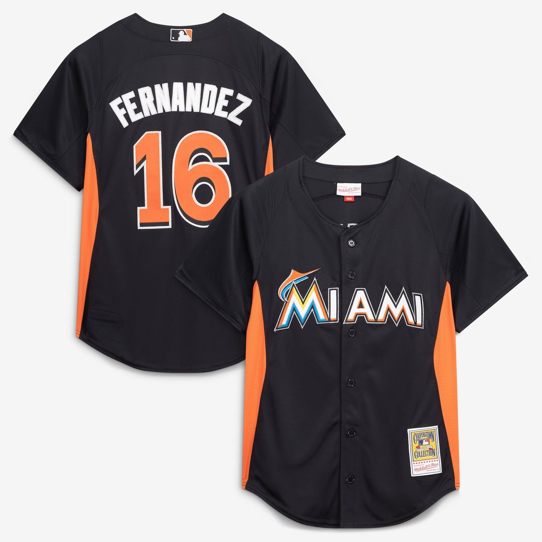 Men's Miami Marlins Jose Fernandez Black Batting Practice MLB Baseball Jersey - view 1