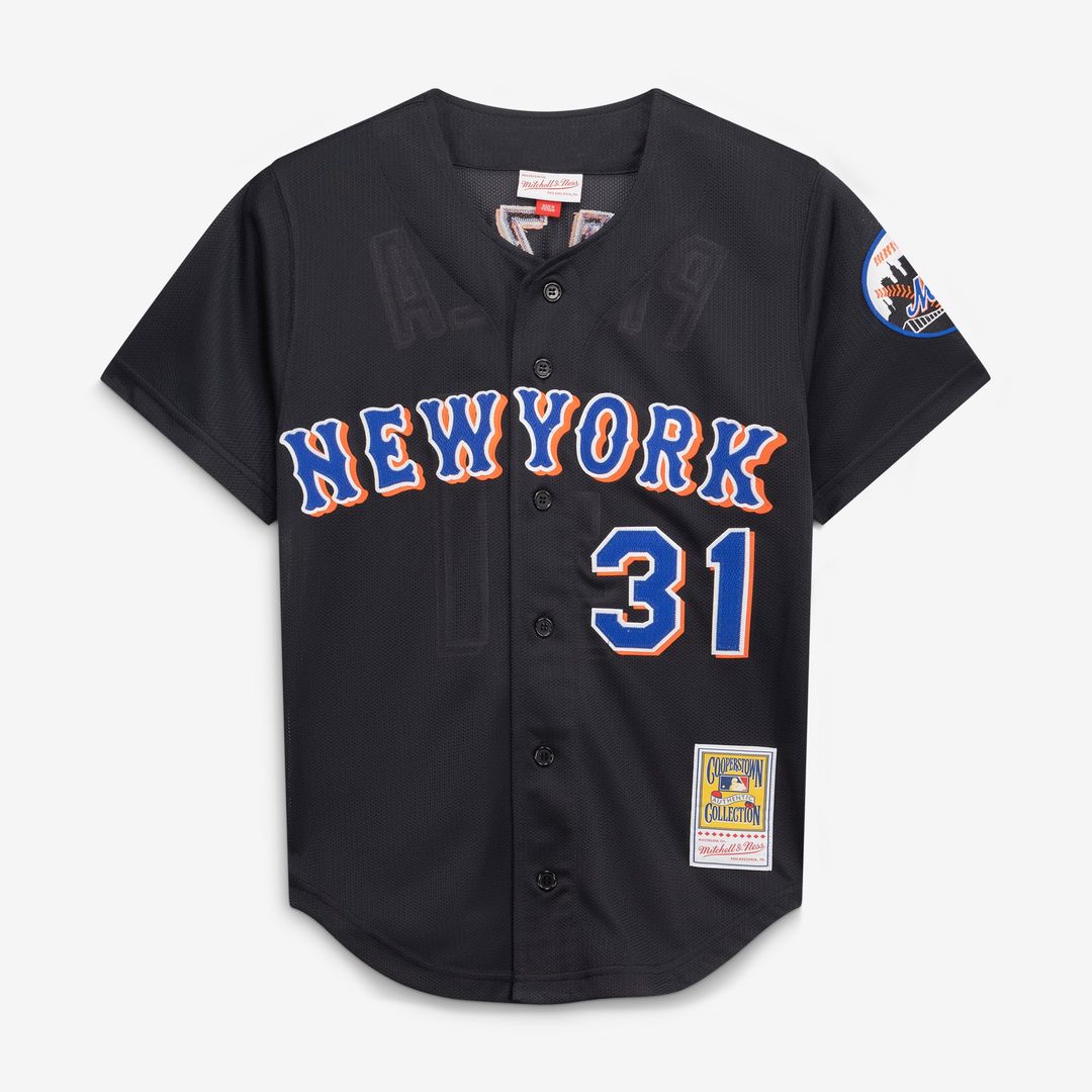 Men's New York Mets Mike Piazza Black Cooperstown Collection 2000 Batting Practice MLB Baseball Jersey - view 2