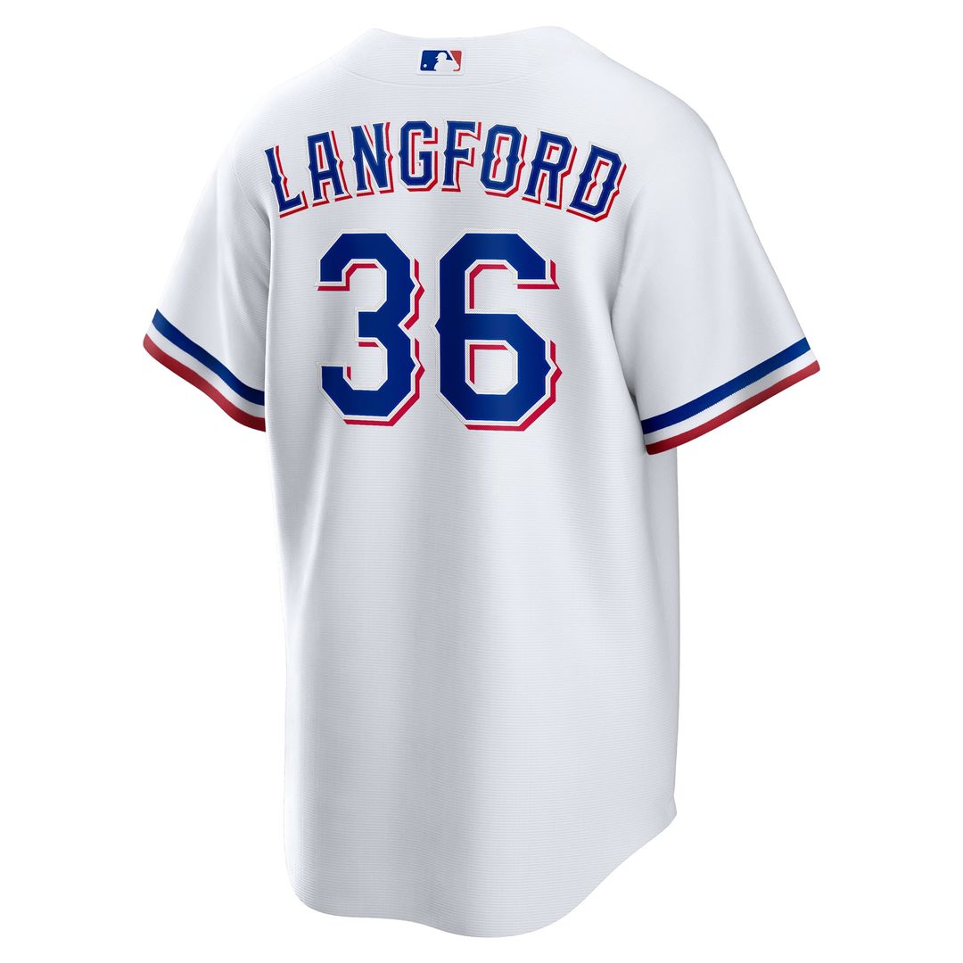 Men's Texas Rangers Wyatt Langford White Home Replica MLB Baseball Jersey - view 3