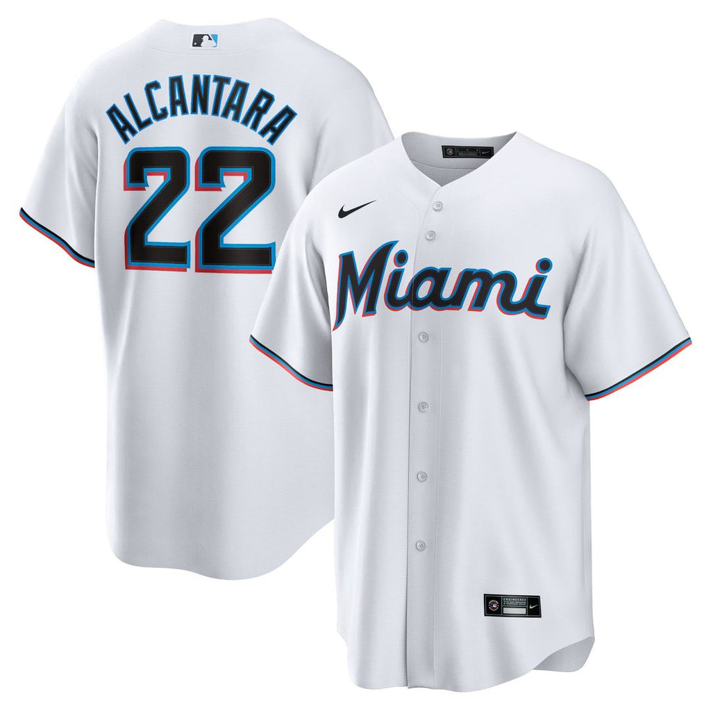 Men's Miami Marlins Sandy Alcantara White Replica MLB Baseball Jersey - view 1