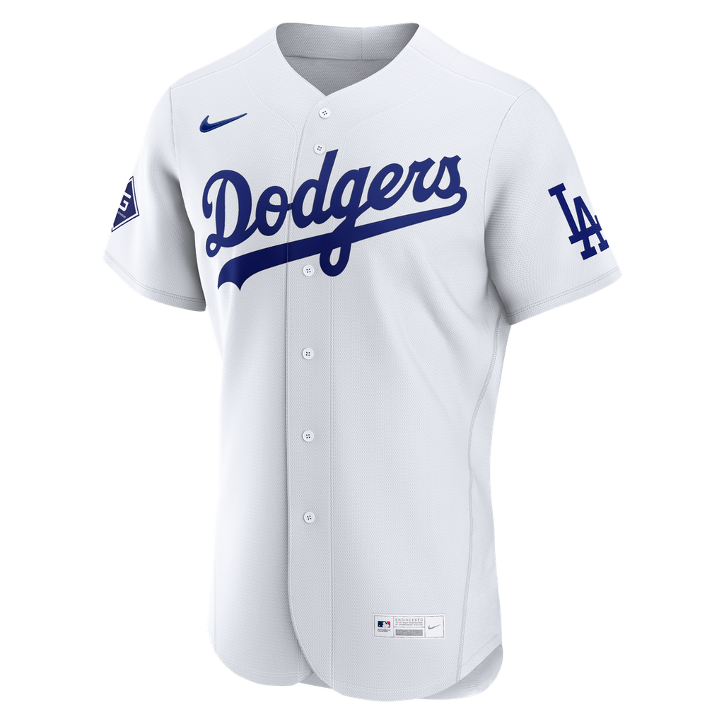 Men's Los Angeles Dodgers White Home Sponsor Patch MLB Baseball Jersey - view 2