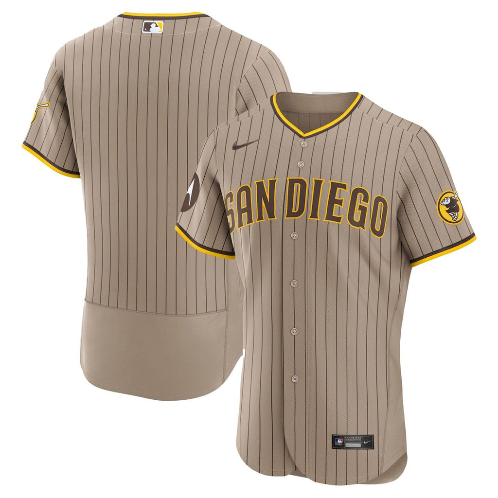 Men's San Diego Padres Khaki Alternate Sponsor Patch MLB Baseball Jersey - view 1