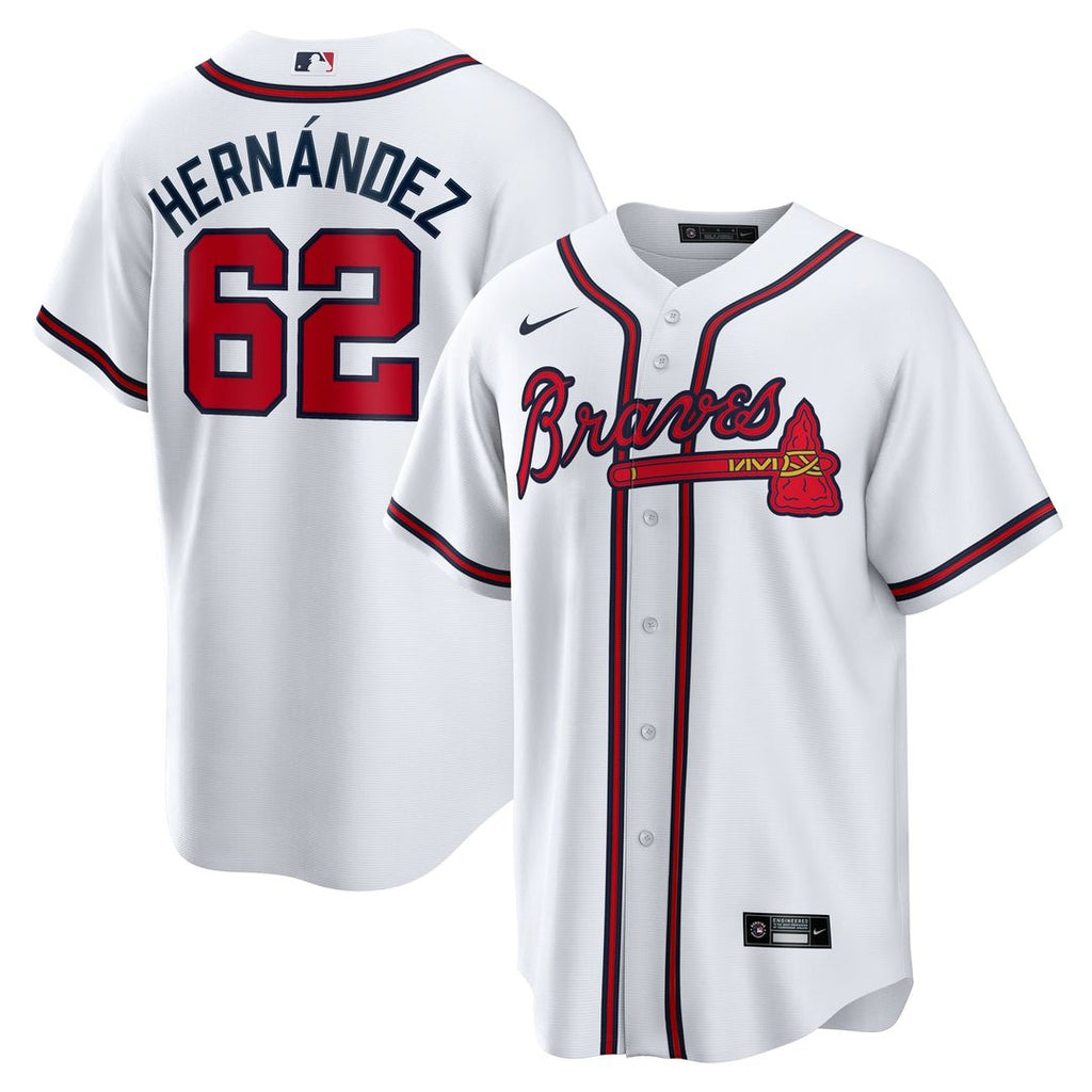 Men's Atlanta Braves Daysbel Hernandez White Home Replica MLB Baseball Jersey - view 1