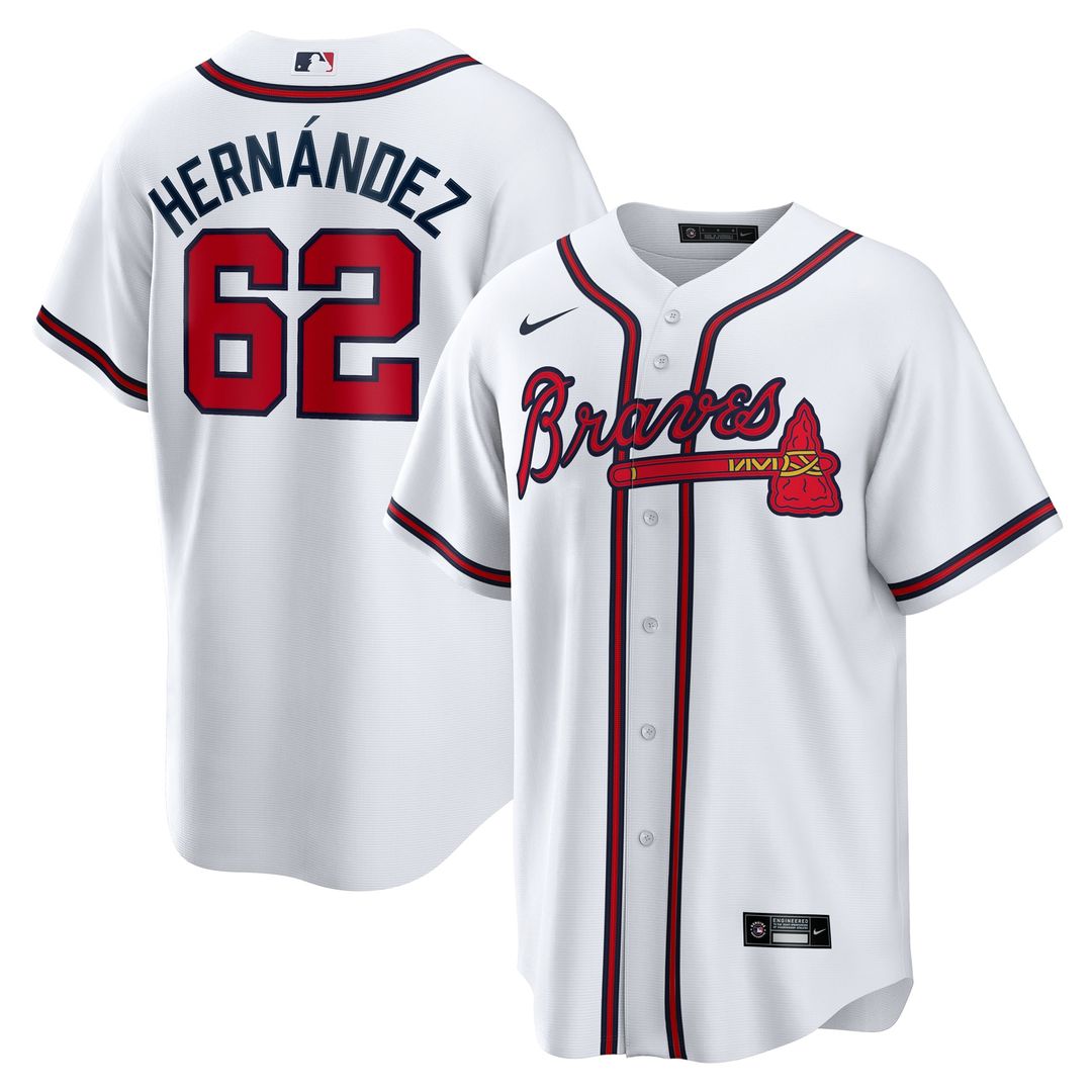 Men's Atlanta Braves Daysbel Hernandez White Home Replica MLB Baseball Jersey - view 1