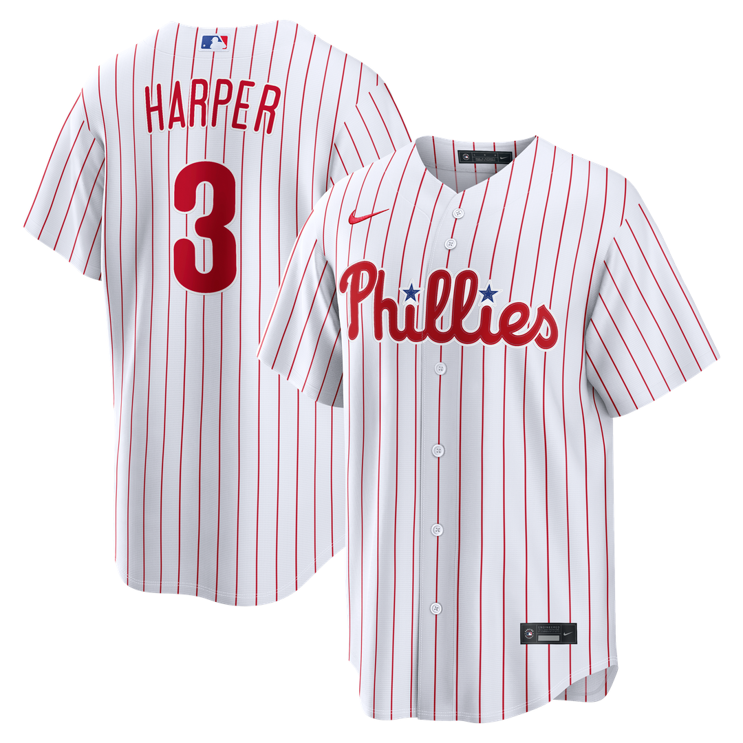 Men's Philadelphia Phillies Bryce Harper White Home Replica MLB Baseball Jersey - view 1