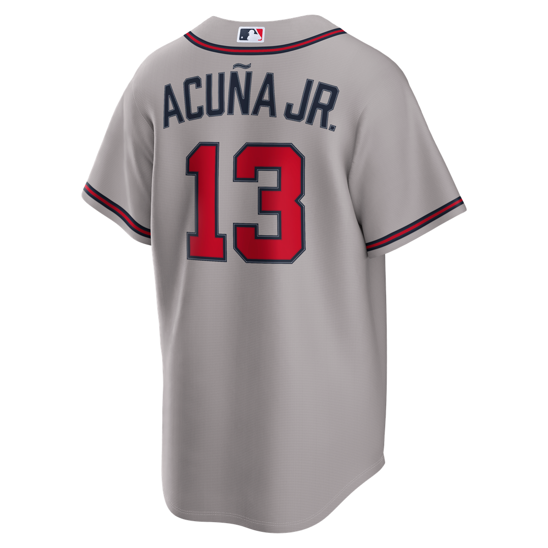 Men's Atlanta Braves Ronald Acuña Jr. Gray Road Replica MLB Baseball Jersey - view 3