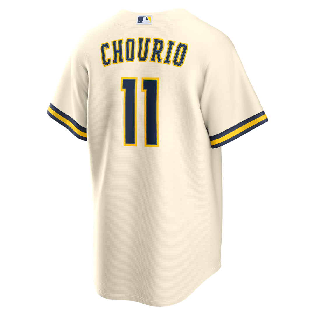 Men's Milwaukee Brewers Jackson Chourio Cream Home Replica MLB Baseball Jersey - view 3