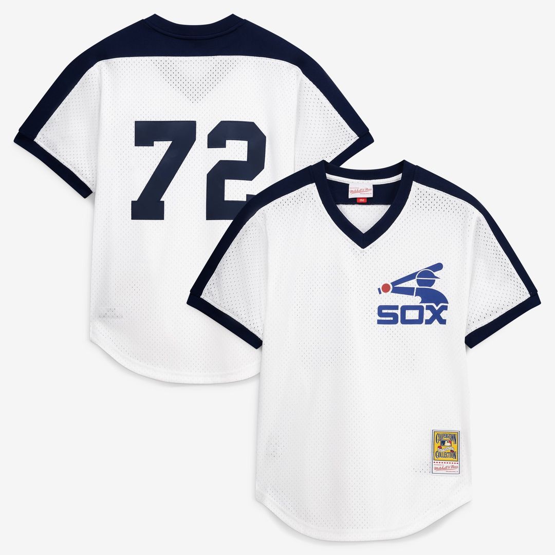 Men's Chicago White Sox Carlton Fisk White Batting Practice MLB Baseball Jersey - view 1